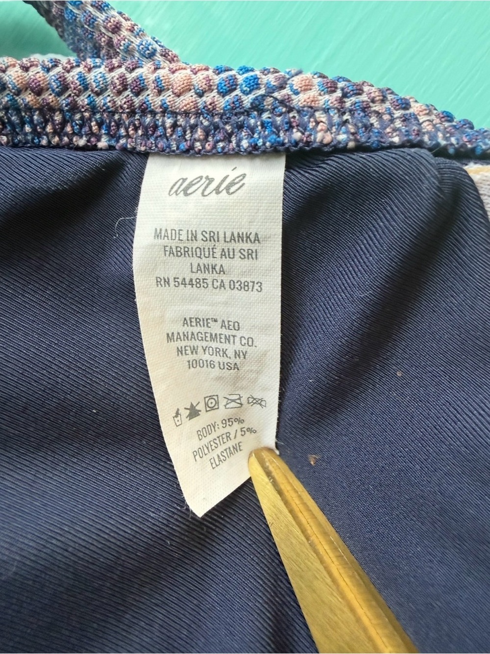 Aerie Multicolor Textured V-Neck Bikini Top Size XL Boho Cottagecore Beach - Picture 4 of 6
